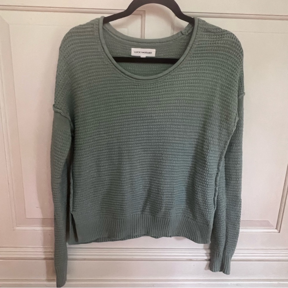 Lucky Brand Sage Green Women's Crew Neck Sweater boho style size small